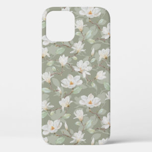 Case-Mate iPhone Case Magnolia blanche peinte à la main sur Dusty Green