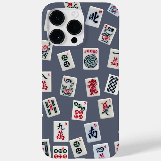 Coques Case-Mate iPhone MahJong conception de tuiles sur bleu foncé (Verso)