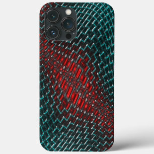 Case-Mate iPhone Case maillage tordu numérique de fil cyan vif sur rouge
