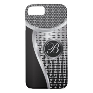 Coques Pour iPhone Maille noire et argentée décorée d'un monogramme