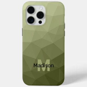 Coque iPhone 15 Pro Max Maillon géométrique dégradé vert de l'Armée Monogr