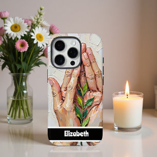 Coques iPhone 16 Pro Main élégante et nature verte tenant à la main Ois