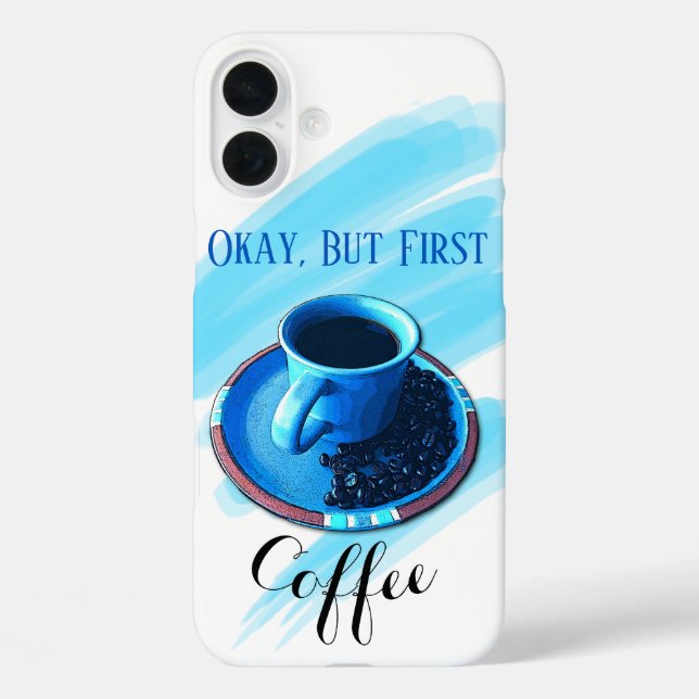 Coques Case-Mate iPhone "Mais premier café" Bleu Coffee Cup Saucers (Verso)