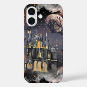 Coque Pour iPhone 16 Maison hantée Arbre à Pleines lunes Éffrayantes