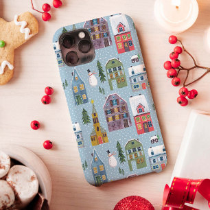 Case-Mate iPhone Case Maisons d'hiver mignonnes paysage rouge et bleu ne