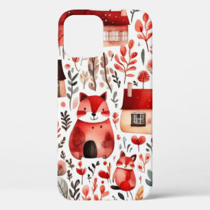 Case-Mate iPhone Case Maisons rouges et maisons mignonnes Feuille de pap