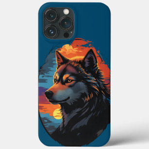 Case-Mate iPhone Case Majestic Husky contre le coucher du soleil vue de 