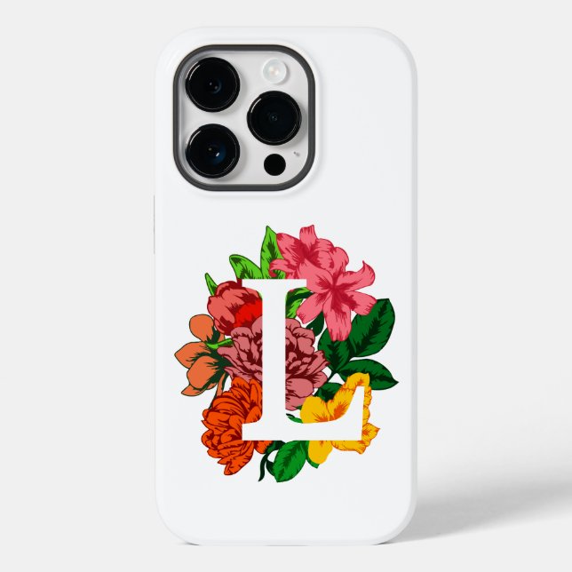 Coques Case-Mate iPhone Majuscule L monogramme floral (Verso)