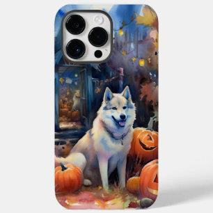 Coque Pour Pour iPhone 14 Pro Max Malamute d'Alaska Halloween avec citrouilles effra