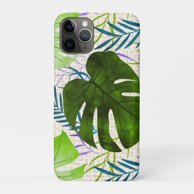Coques Case-Mate iPhone Maleah Monstera Tropical Hawaiian Aquarelle Vert (Dos)