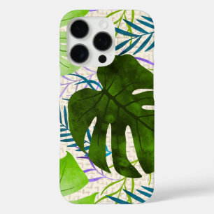 Coques iPhone 16 Pro Maleah Monstera Tropical Hawaiian Aquarelle Vert