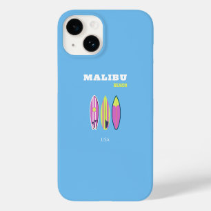 Coque Pour iPhone 14 Malibu, Plage de Malibu, Tropical, Preppy, Bleu