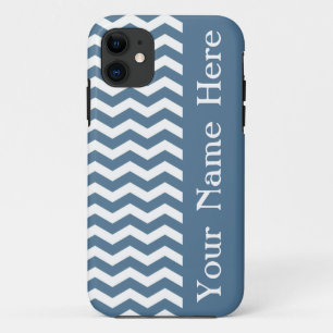 Coque Case-Mate Pour iPhone Malte Blue Wave Chevron avec le nom
