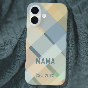 Coque Pour iPhone 16 Mama personnalisée année d'arrivée Pastel à carrea
