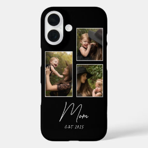 Coque Pour iPhone 16 Maman a établi un script moderne noir 3 Photo