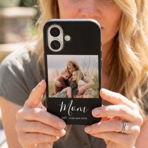 Coque Pour iPhone 16 Maman a établi un script photo élégant noir