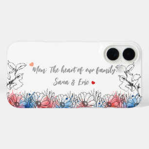 Coque Pour iPhone 16 Maman, Coeur de famille Cadeau photo personnalis