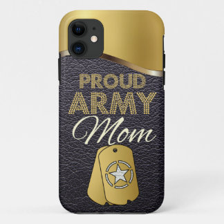 Coques Pour iPhone Maman fière d'armée de cuir et d'or