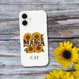 Coque Pour iPhone 16 Maman Fleurs de soleil Monogramme Initiales Cadeau