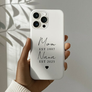 Coques iPhone 16 Pro Maman minimaliste Nana EST Année personnalisée