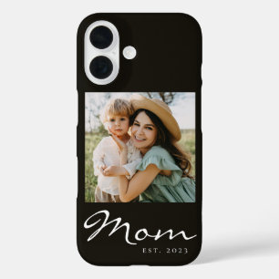 Coque Pour iPhone 16 Maman noire établie script photo Case-Mate