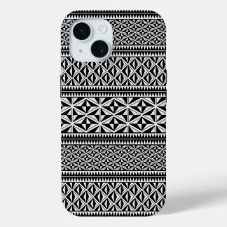 Coque Pour iPhone 15 Mana d'Aotearoa : Le Motif Maori noir et blanc