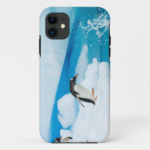 Coque iPhone 11 manchot papou, Pygoscelis Papua, sautant