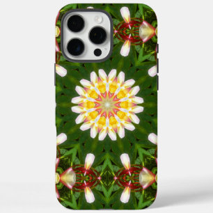 Coques iPhone 16 Pro Max Mandala à fleurs de Plumeria avec symétrie tropica