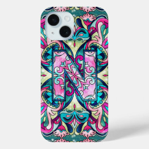 Coque Pour iPhone 15 Mandala alphabet N