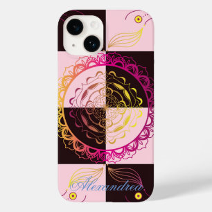 Coque Pour iPhone 14 Mandala Art Graphique, damier Mystique