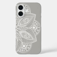 Mandala blanc exotique sur Arrière - plan gris