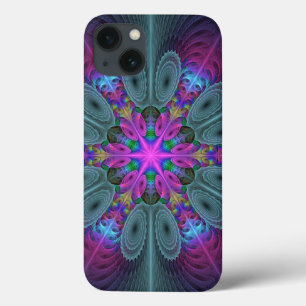Coques Pour iPhone Mandala Colorful spiritual Fractal Art With Pink