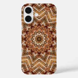 Coque Pour iPhone 16 Mandala de l'étoile kaléidoscope motif ambre