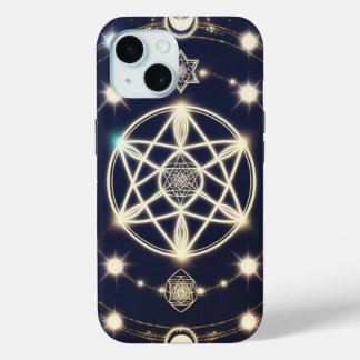 Coque Pour iPhone 15 Mandala du cycle lunaire céleste – Géométrie sacré