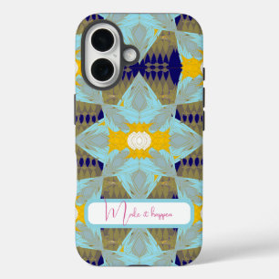 Coque Pour iPhone 16 Mandala feuille d'or turquoise de luxe