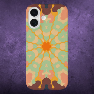 Coque Pour iPhone 16 Mandala Green Orange et Jaune