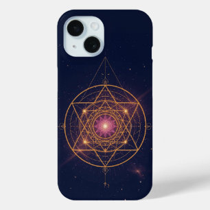 Coque Pour iPhone 15 Mandala Lumineux de l'Harmonie Dorée