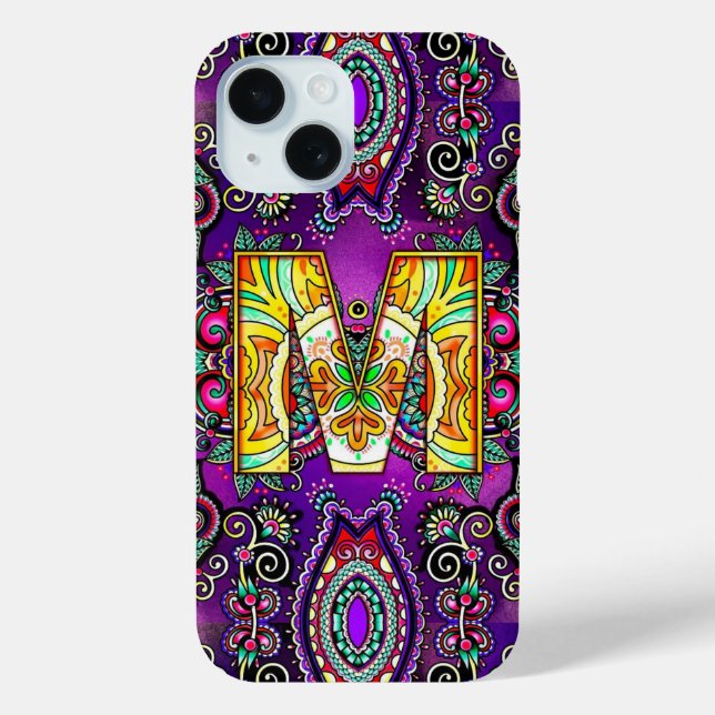 Coques Case-Mate iPhone Mandala M alphabet  (Verso)
