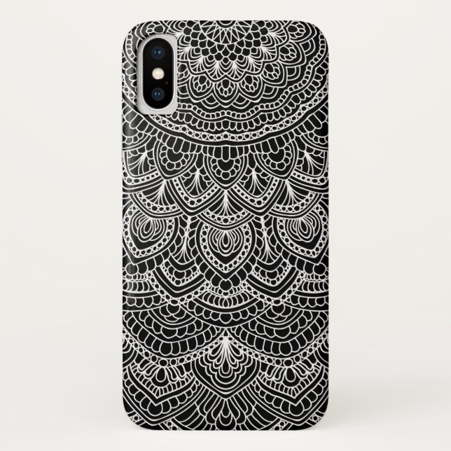 Coques Case-Mate iPhone Mandala noir et blanc (Dos)