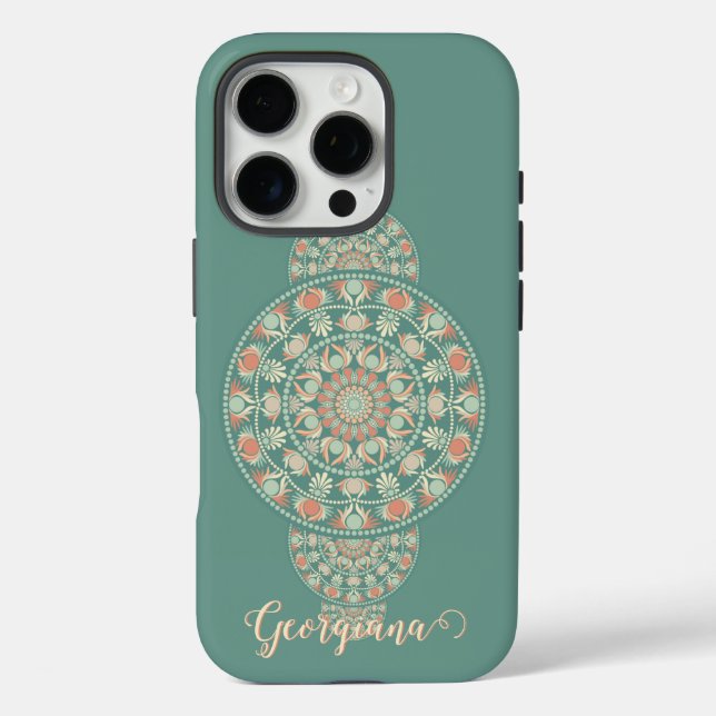 Coques Case-Mate iPhone Mandala Ornementale Rétro Sage & Sable customisé (Verso)