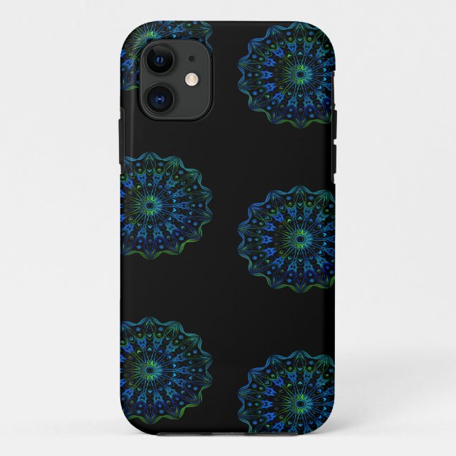 Coques Case-Mate iPhone Mandala vert bleu (Dos)