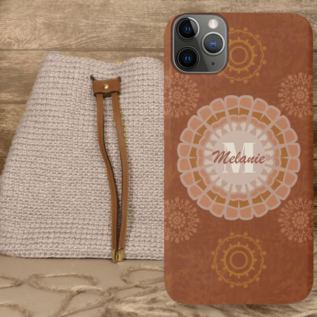 Coques Case-Mate iPhone Mandalas de la tribu Boho Terthones rustiques Vari (Boho Tribal Mandalas Rustic Earthtones Variation 3 Case-Mate iPhone Case by Leapfroglisics Shop)