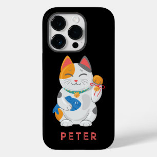 Coque Pour iPhone 14 Pro Maneki Neko White Chat, symbole de bonne chance
