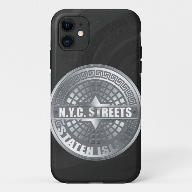 Coques Case-Mate iPhone Manhole Staten Island Grey (Dos)