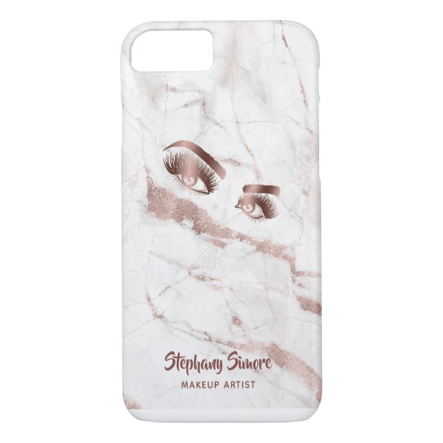 Coques Case-Mate iPhone Maquillage Eyelash Beauté Rose Gold Marbre Lashes (Dos)