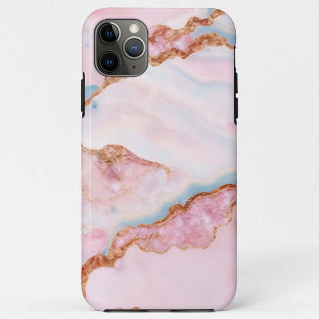 Coques Case-Mate iPhone Marble Agate tendance Blue Rose Gold Collection (Dos)