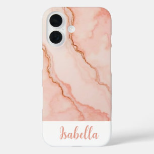 Coque Pour iPhone 16 Marbre Abstrait Rose Personnalisé Élégant