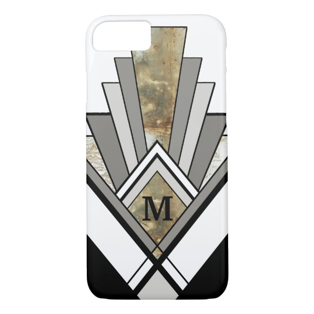 Coques Case-Mate iPhone Marbre Art Déco géométrique avec Monogramme person (Dos)