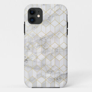 Case-Mate iPhone Case Marbre blanc avec le motif de cube en or