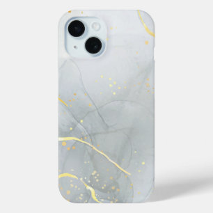 Coque Pour iPhone 15 Marbre Blanc Chic Paillettes